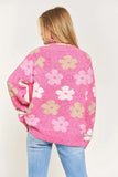 Full Size Floral Popped 2-Tone Sweater Top Plus Size