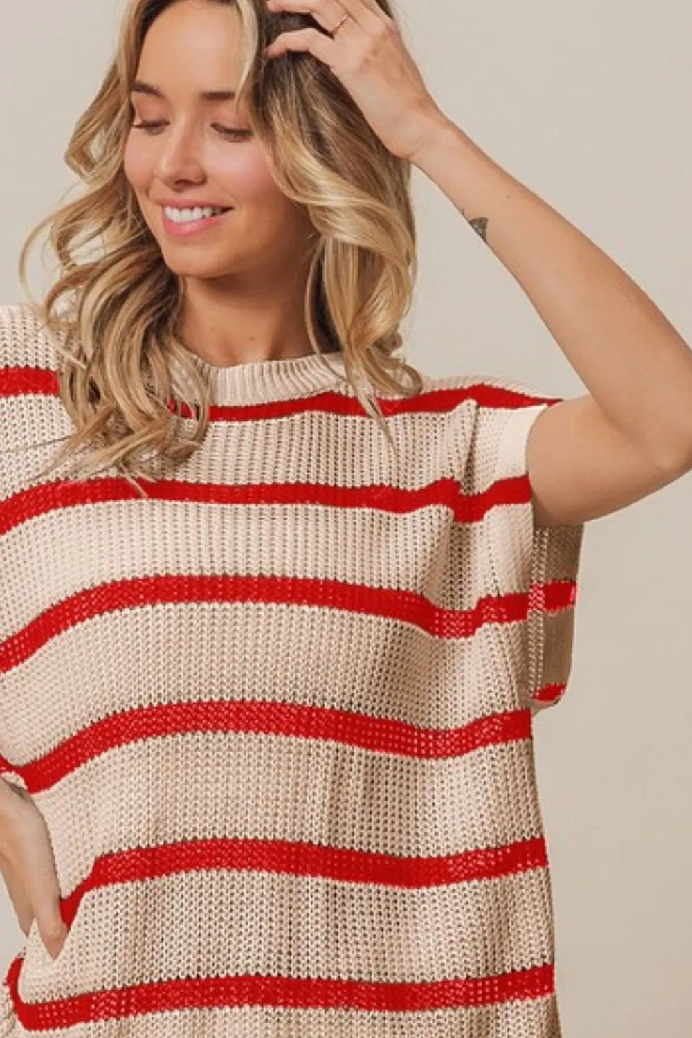 Fourth Of July Stripe Drop Shoulder Sweater