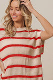 Fourth Of July Stripe Drop Shoulder Sweater