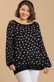Full Size Dalmatian Hand Stamped Round Neck Sweater Plus Size