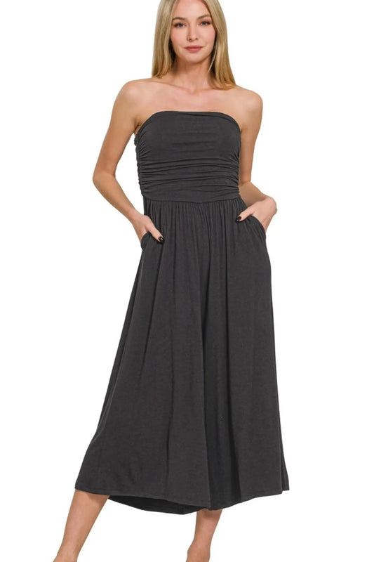 Double Layered Strapless Tube Top Jumpsuit