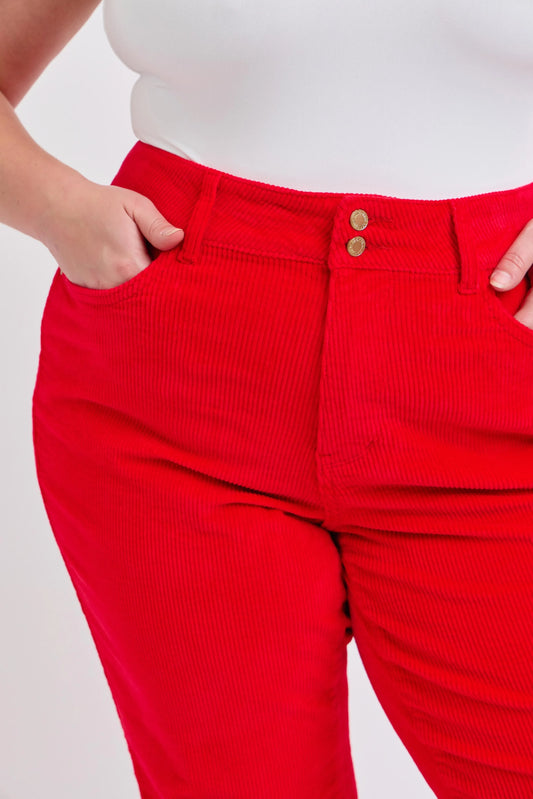 Plus Size High Waist Corduroy Trouser Wide