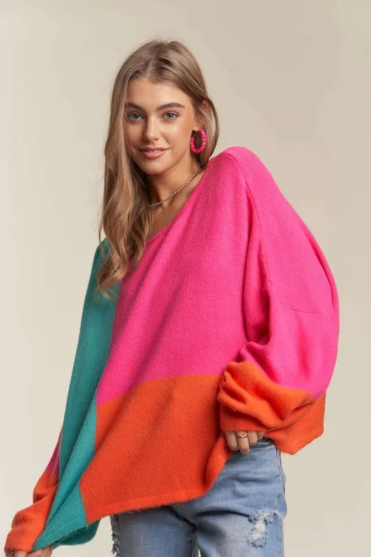 Loose Fit Colorblock Sweater