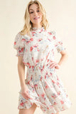 Floral Print Smocked Waist Mini Dress