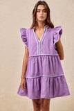 Game Day Flair Contrast Trim Ruffle Dress