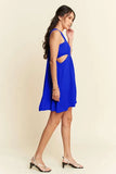 Washed Satin Cutout Skirt Bandeau Mini Dress