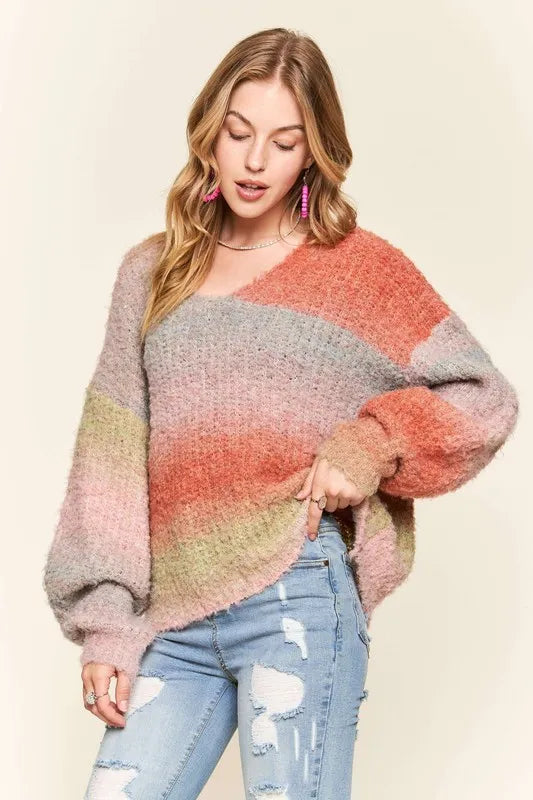 Multi Color Ombre Sweater Top