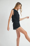 Side Tie Detail Knit Vest and Shorts Set