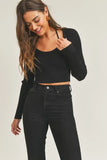 Long Sleeve Crop Sweater Top and Inner Bra Set