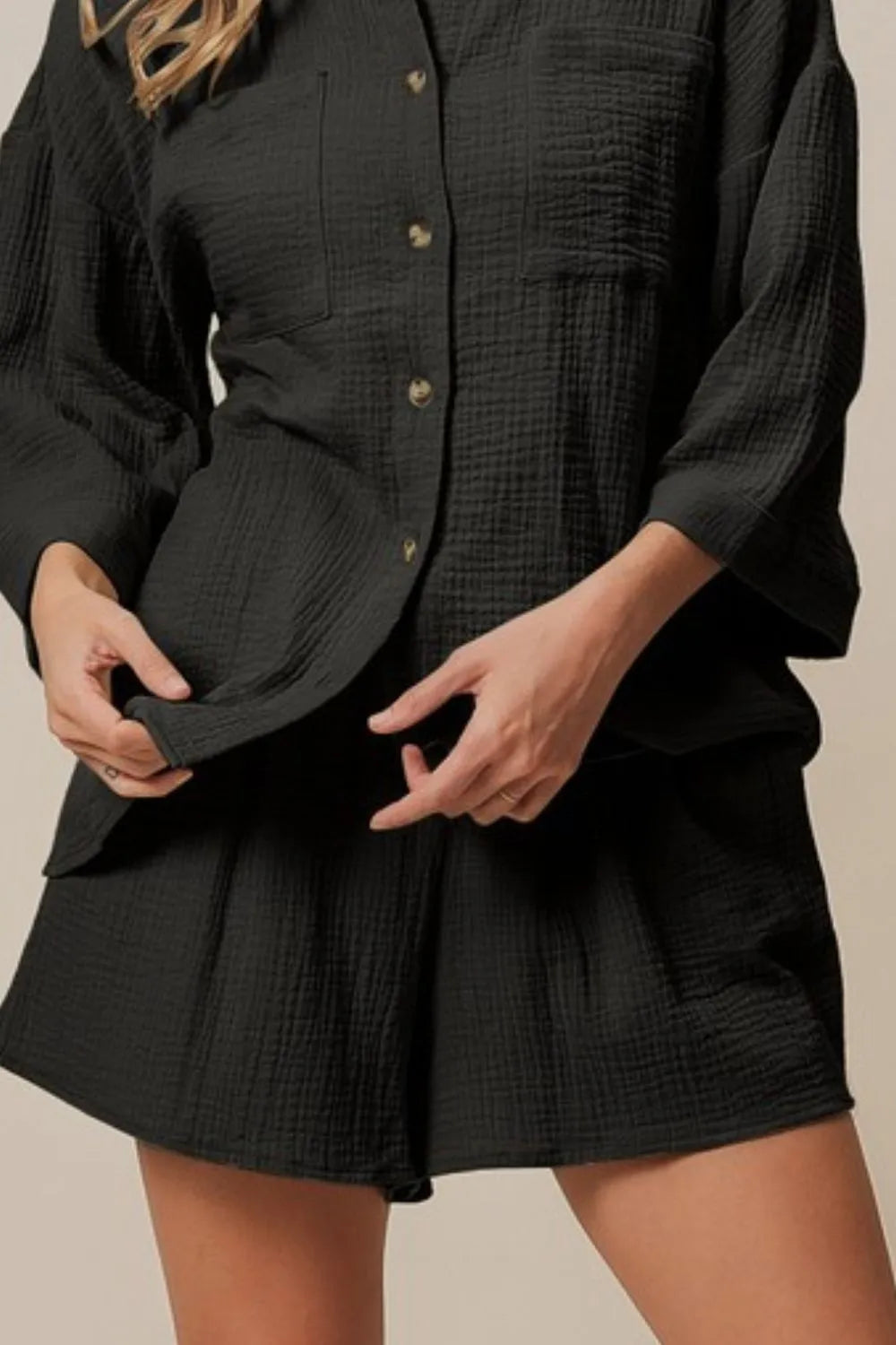 Crinkle Gauze Shirt and Short Set