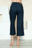 Full Length Braided Seam Cropped Wide-Leg Denim