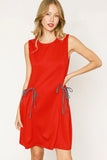 Adjustable Waist Sleeveless Dress with Side Ties