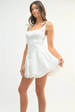 Shoulder Tie Corset Panel Mini Dress
