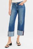 Full Size Mid Rise Crop Jeans with Tummy Control Cuffs