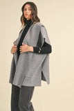 Knit Open Front Hooded Cardigan With Pocket