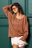 Mink Lurex Stitched Button Detail Top