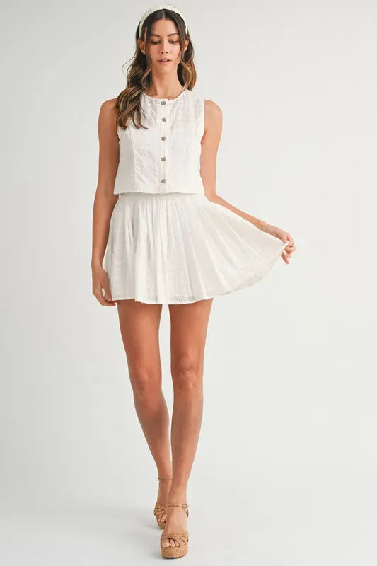 Eyelet Lace Top and Mini Skirt Set