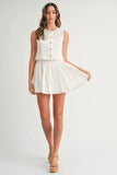 Eyelet Lace Top and Mini Skirt Set