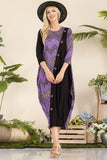 Full Size Geo Print Paneled Dress with Buttons Plus Size