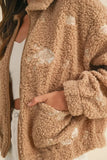 Floral Embroidered Fleece Teddy Jacket