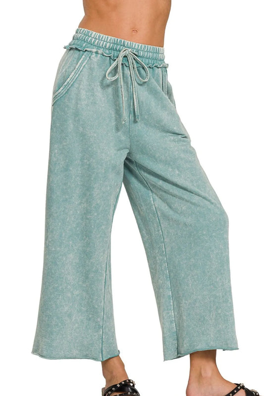 Washed French Terry Palazzo With Pockets