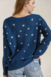 Full Size Star V-Neck Long Sleeve Sweater Plus Size
