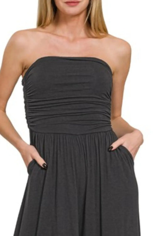Double Layered Strapless Tube Top Jumpsuit
