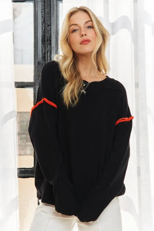Stripe Accent Sweater Top