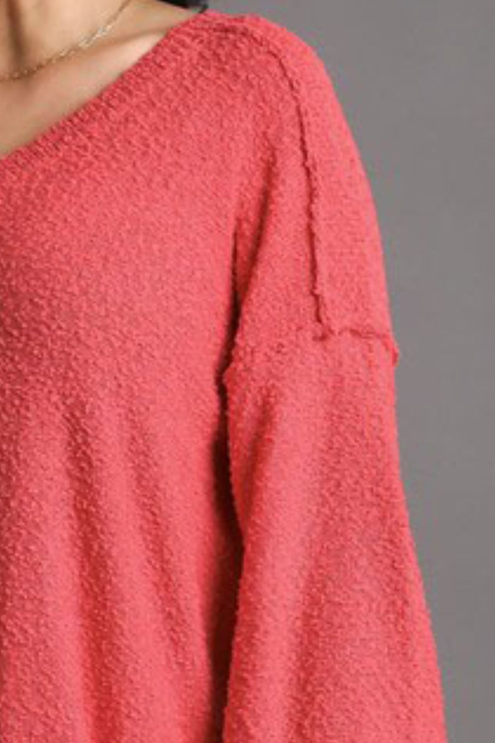 Full Size Dropped Shoulder Side Slit Sweater Plus Size