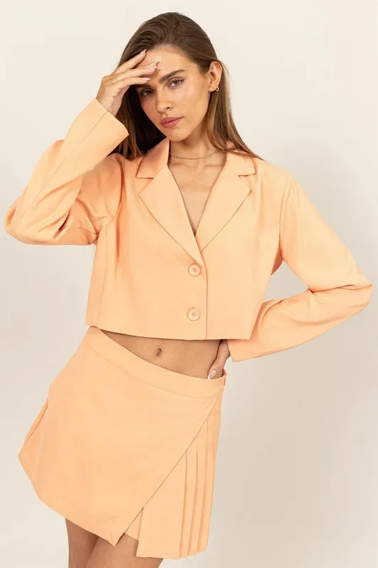 Cropped Button-Down Blazer