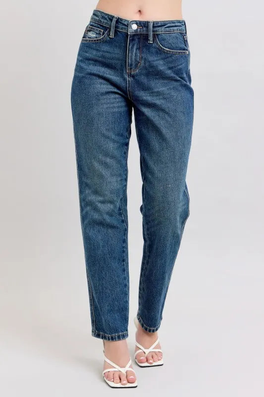 Full Size High-Rise Rigid Straight Leg Magic Denim Jeans