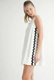 Linen Mix Side Ric Rac A-Line Mini Dress