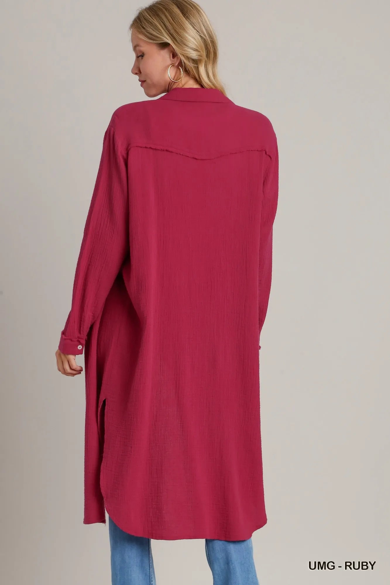 Gauze Cotton Button-Up Shirt Dress