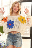 Floral Patch Sweater Crop Top