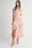 Floral Printed Shoulder Strap Midi Dress
