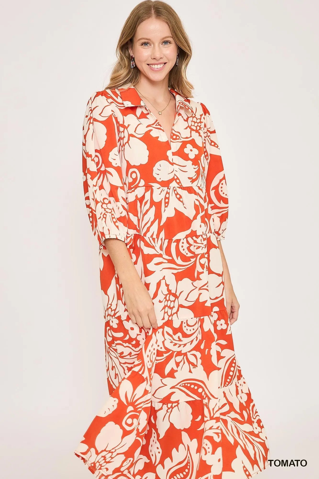 Floral Tiered Midi Dress
