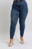 Full Size High Waist Tummy Control Step Hem Skinny Jeans Plus Size
