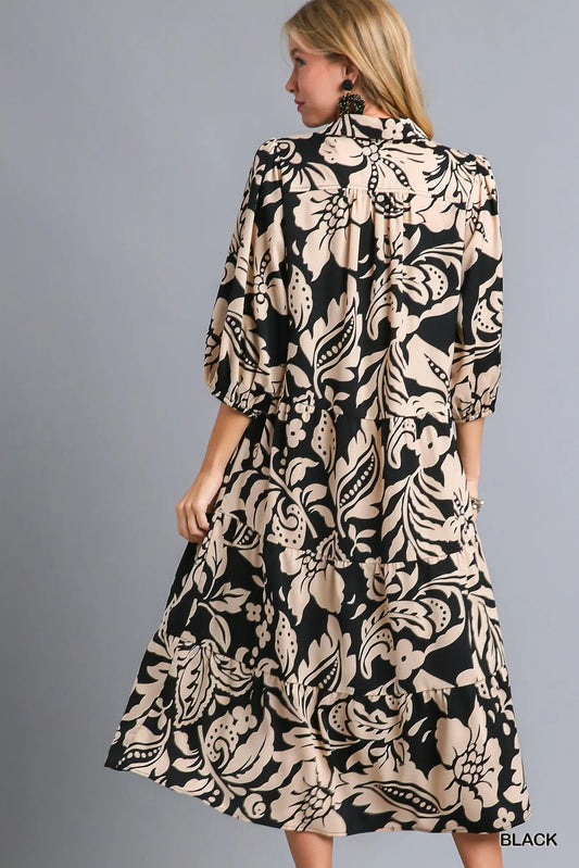 Floral Tiered Midi Dress