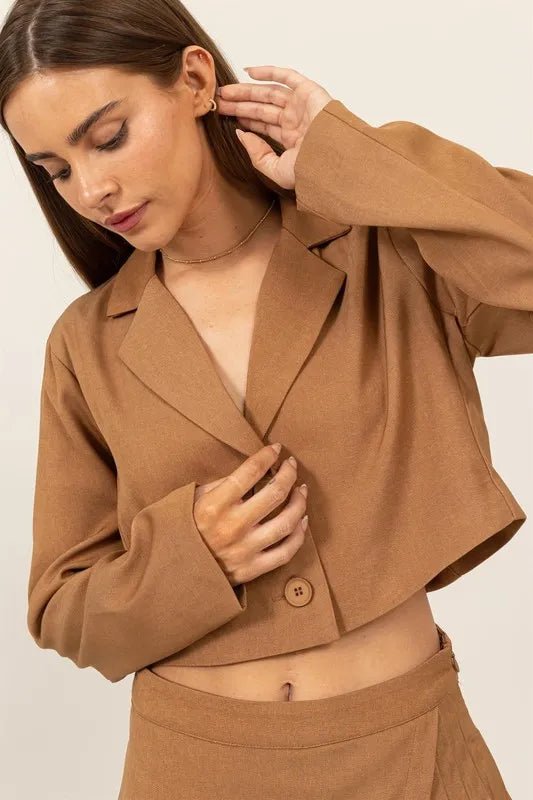 Cropped Button-Down Blazer