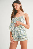 Floral Printed Peplum Top and Shorts Set
