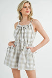 Plaid Sleeveless Button Down Romper