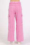 Mittoshop Mineral Wash Elastic Waist Cargo Wide Leg Pants
