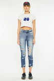 Edgy High-Rise Frayed Skinny Jeans