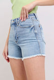 Full Size Tummy Control Raw Hem Denim Shorts Plus Size