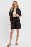 High Rise Pleated Front Shorts