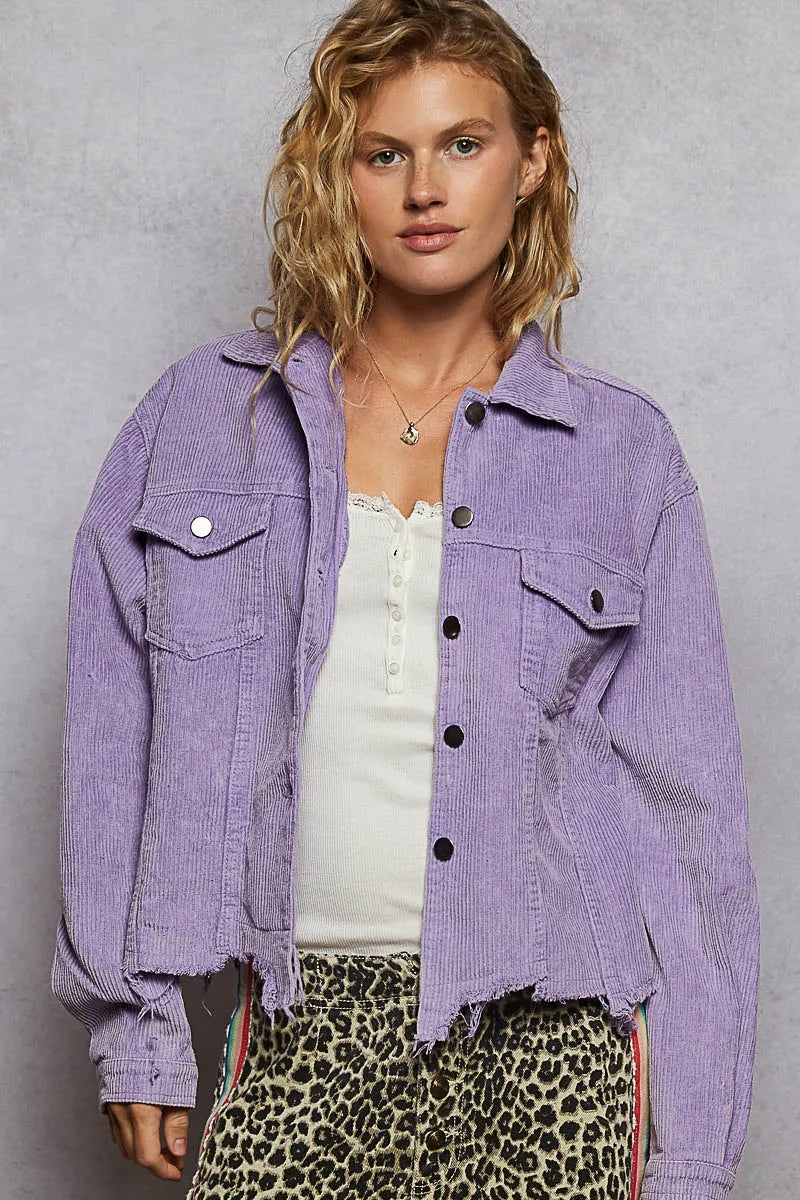 Button Closure Corduroy Jacket