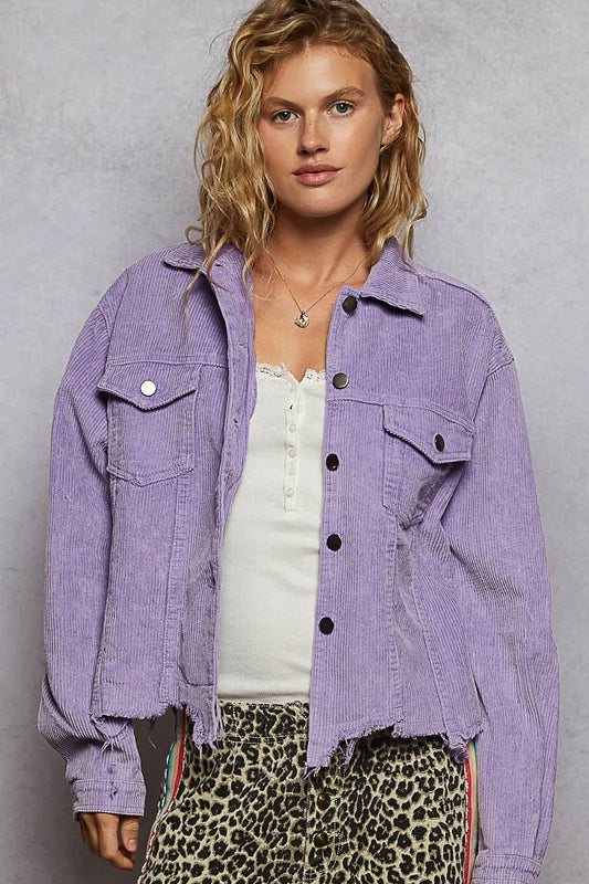 Button Closure Corduroy Jacket