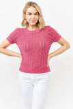 Washed Short Sleeve Light Weight Sweater