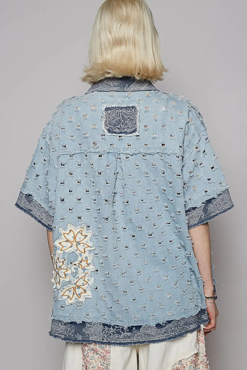Patchwork Lace Bohemian Denim Top
