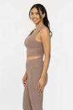 Square Neck Soft Ribbed Racerback Active Bra